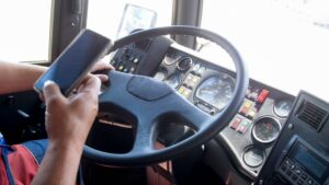 Truck driver texting while driving